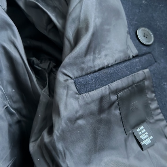 H & M Wool Blend Pea Coat Detachable Fur Collar 38 R - Picture 9 of 9